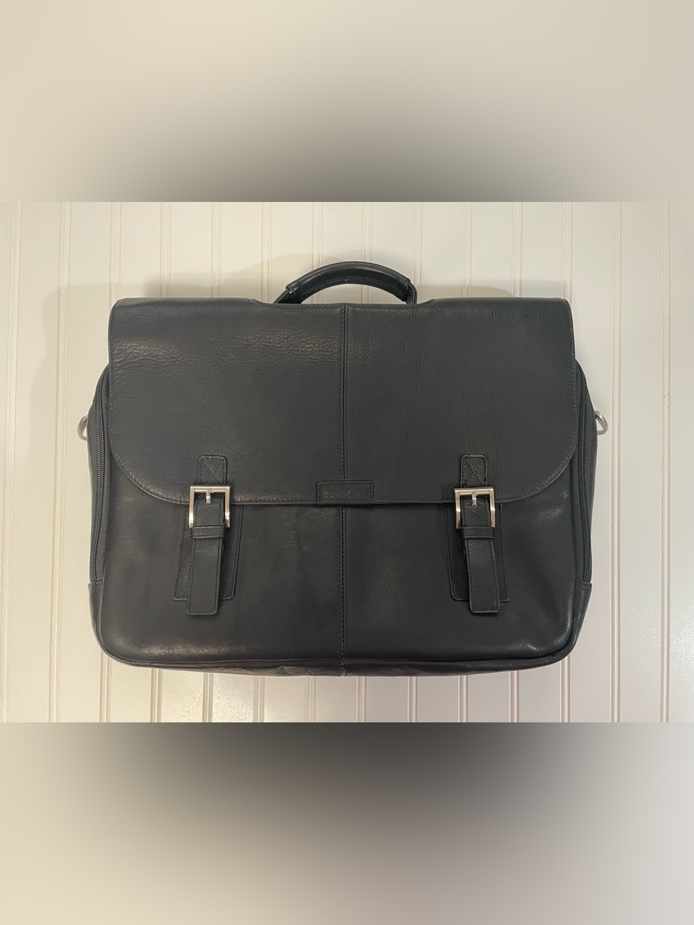 Samsonite Black Genuine Leather Laptop Briefcase Attache Messenger Bag